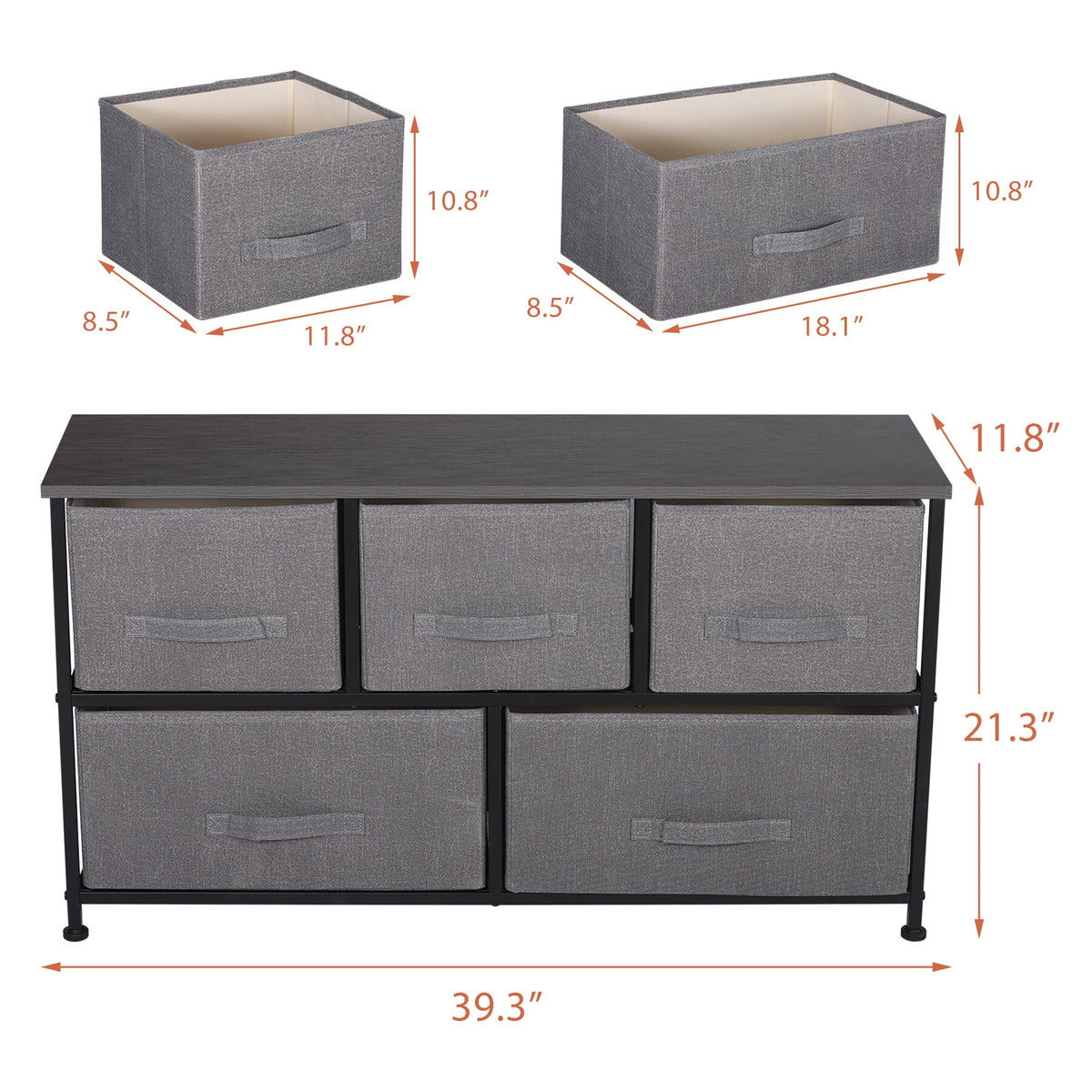 5 Drawers Fabric Dresser Storage Tower Z395
