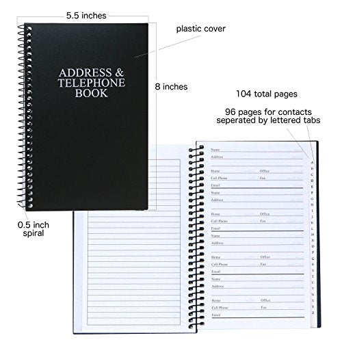 Black 8 x 5 inches Address and Telephone Book 2-Pack P44904