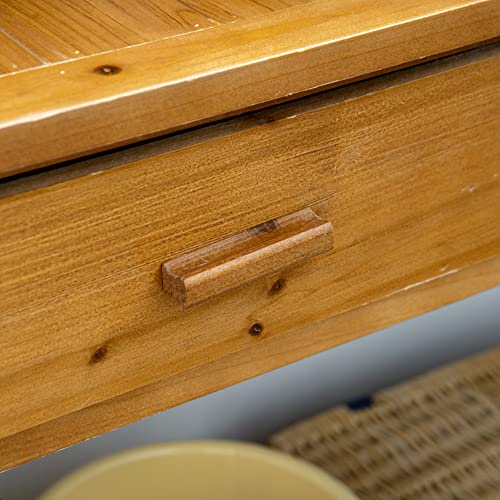 Brown Wooden Potting Bench Table with Shelves and Drawer E3282