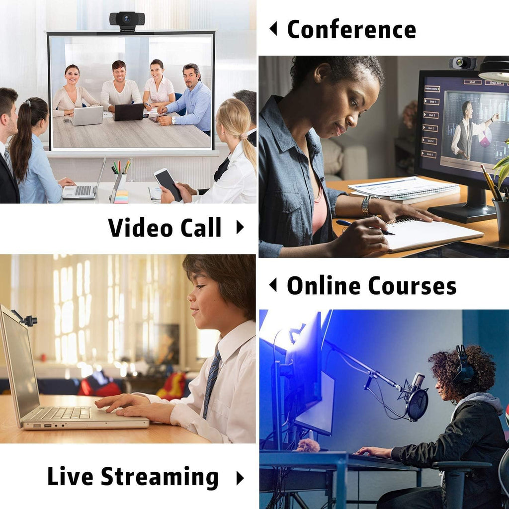 1080P Webcam with Microphone, USB2.0, Rotatable, Pack of 2 P8899