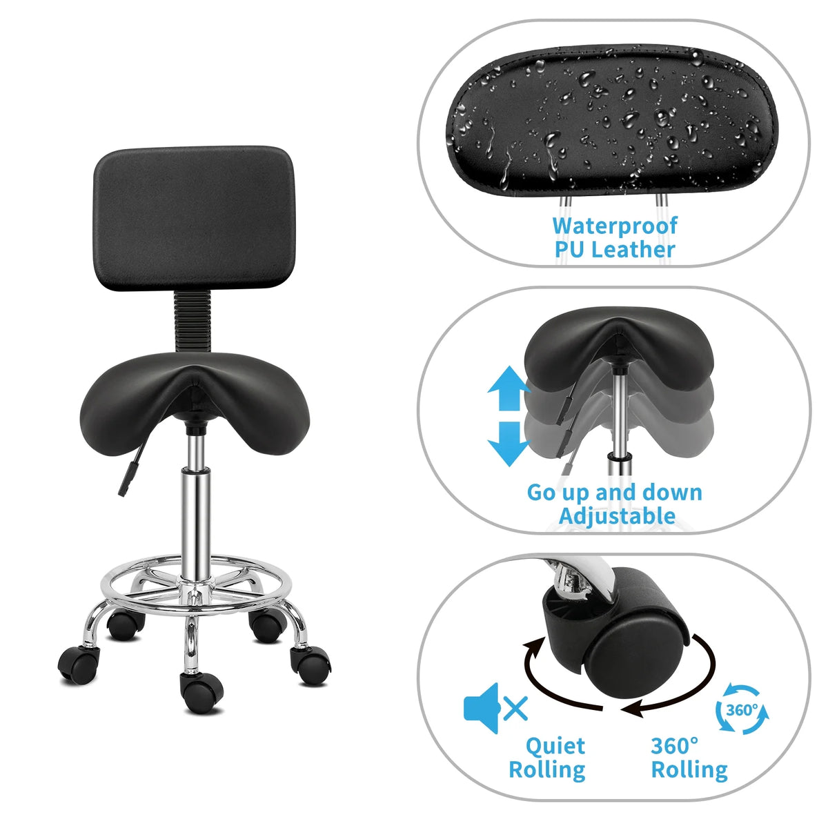 Adjustable Rolling Saddle Stool I825