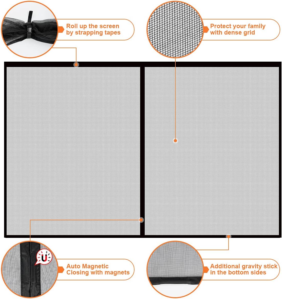 Black Fiberglass Mesh Garage Door Screen V92457