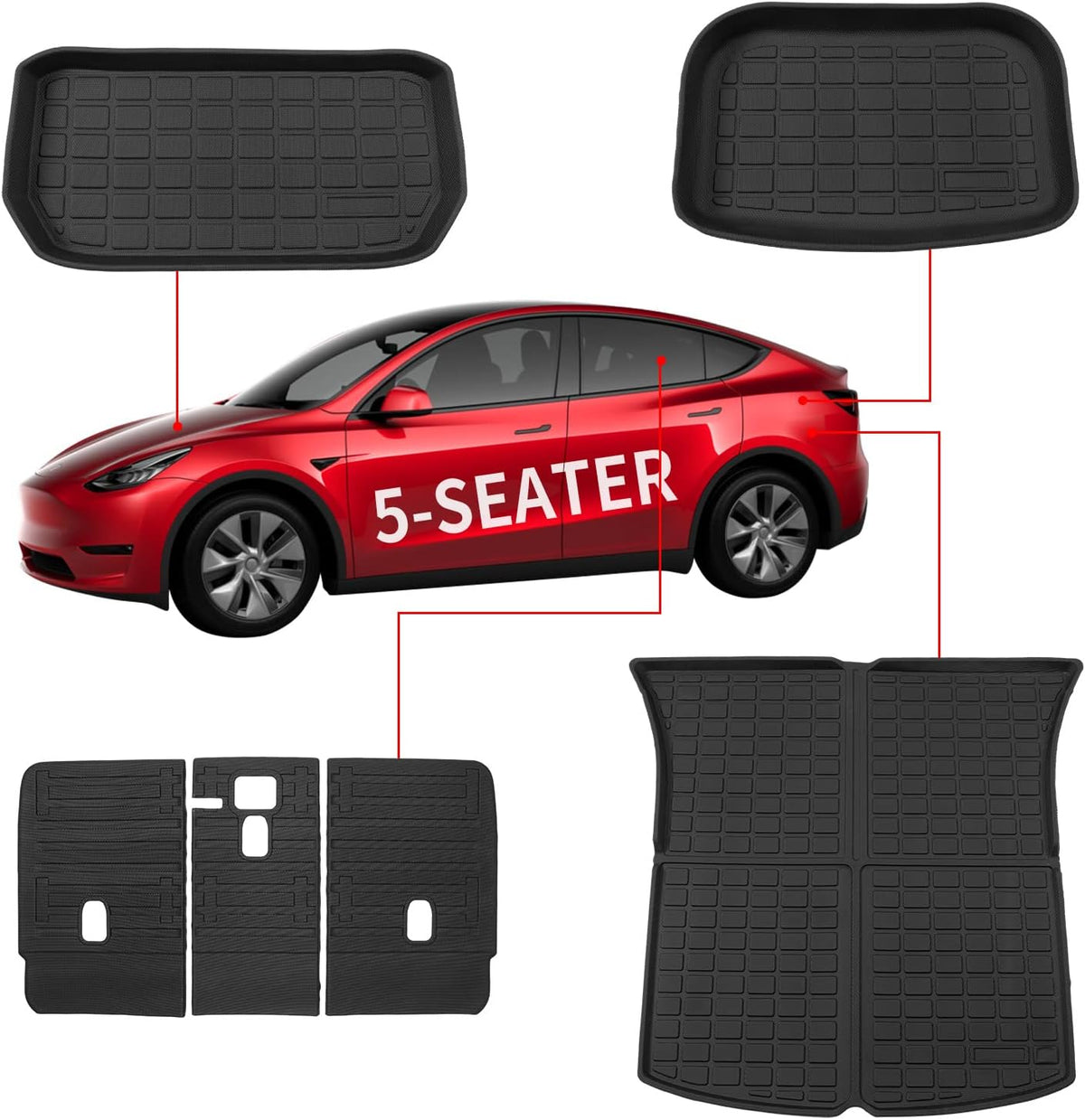 TPE Cargo Liners Set of 4 Mats for Tesla Model Y M14088