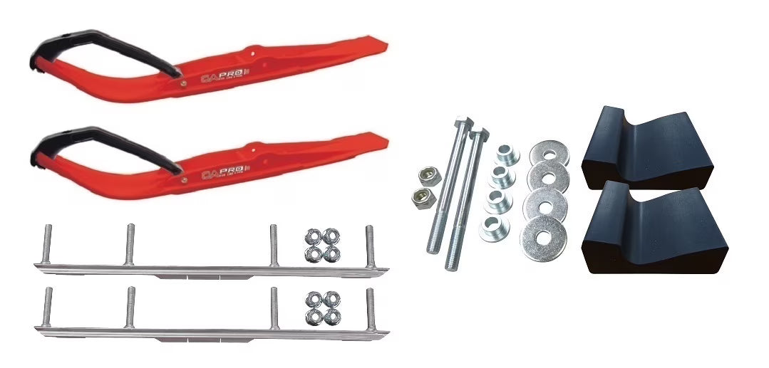 Red Razor Snowmobile Skis with 4.5" Shaper Bars Complete Kit I1929
