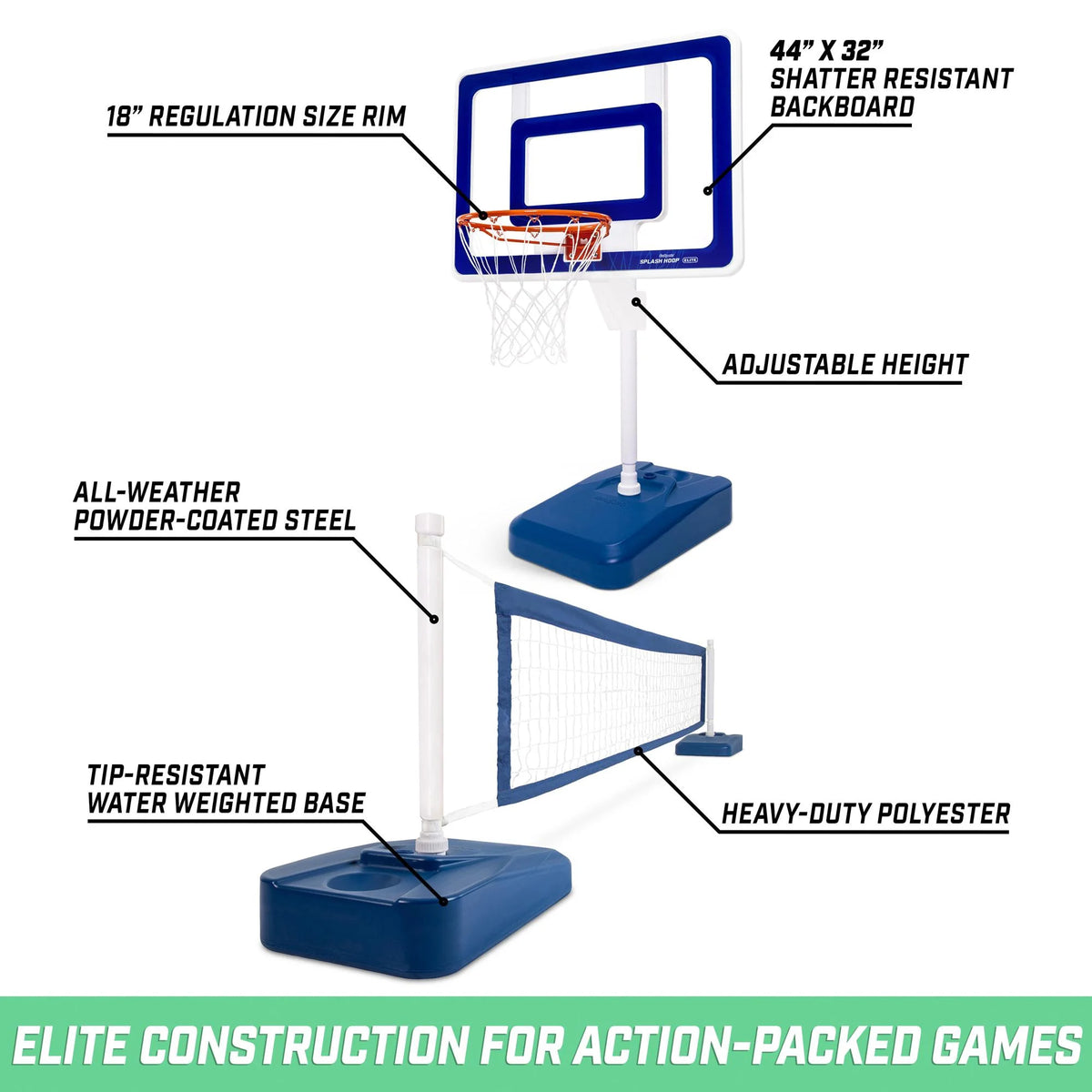 2-in-1 Pool Basketball & Volleyball Game Set T25699