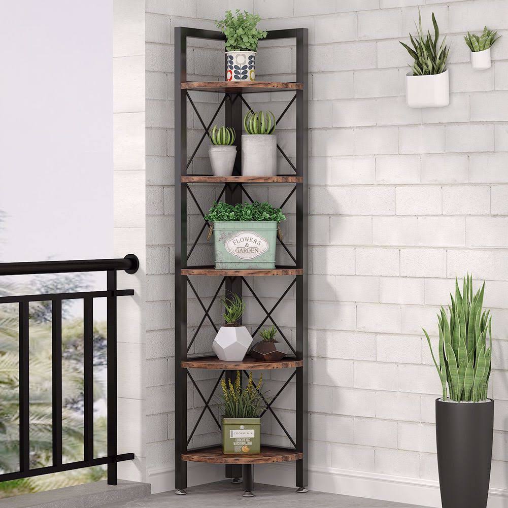 5 Tier Corner Shelf Brown S8436