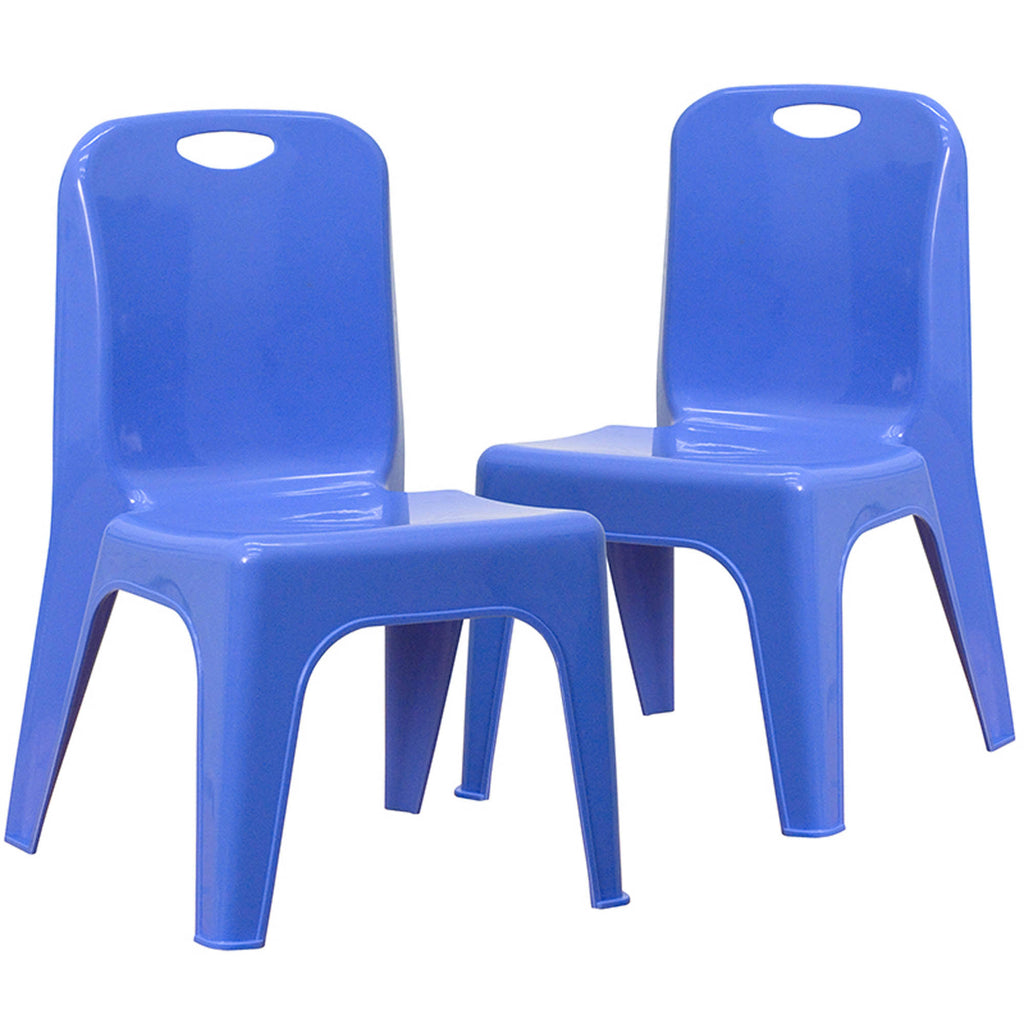Blue Plastic Stackable School Chair with Carrying Handle, 2 Pack W722