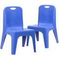 Blue Plastic Stackable School Chair with Carrying Handle, 2 Pack W722