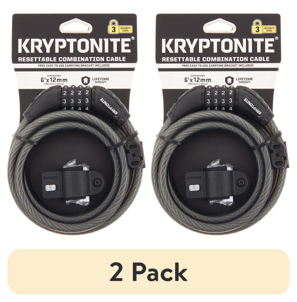 (2 pack) Resettable 12mm Combo Cable Bicycle Lock L23871