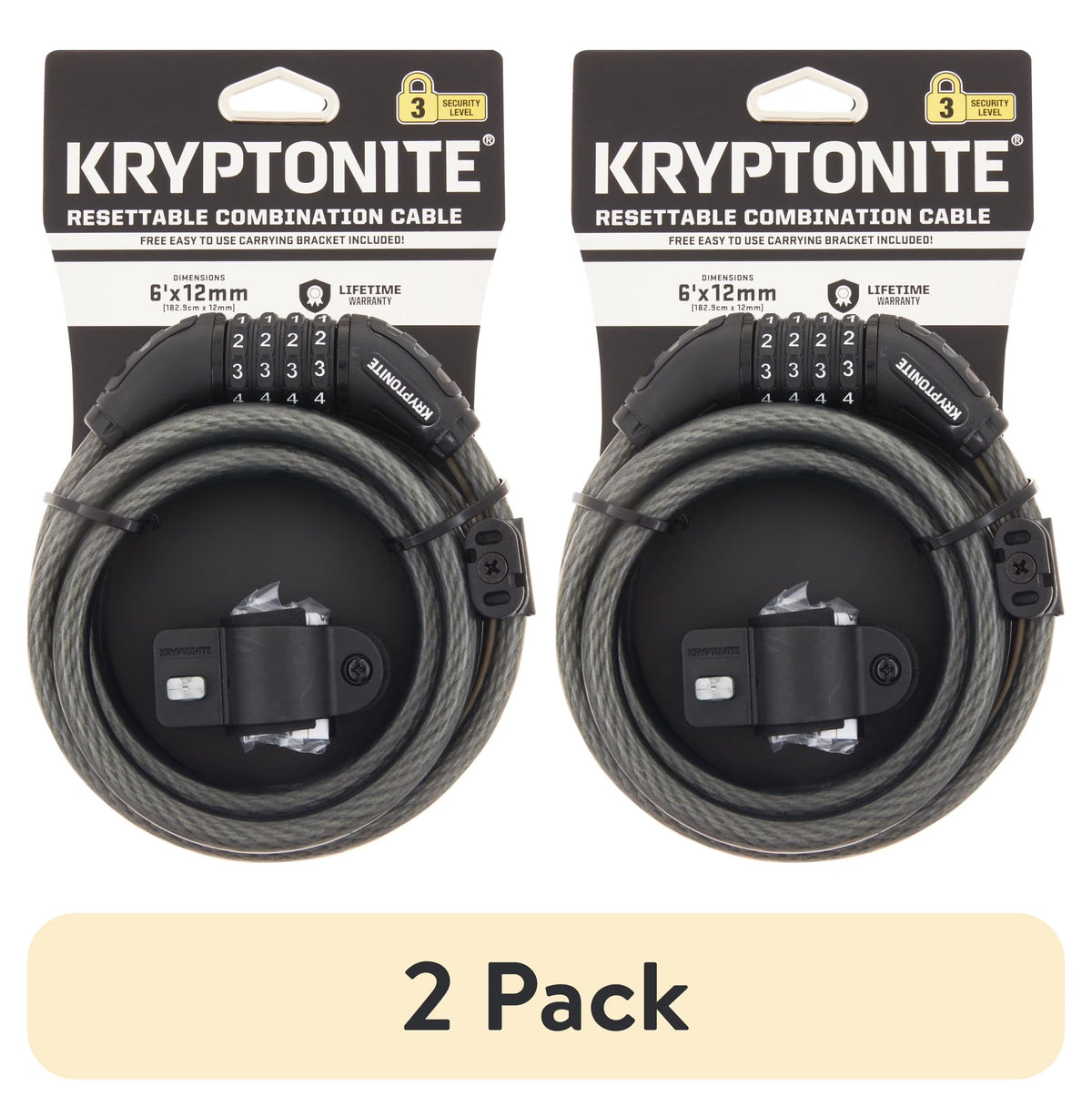 (2 pack) Resettable 12mm Combo Cable Bicycle Lock L23871