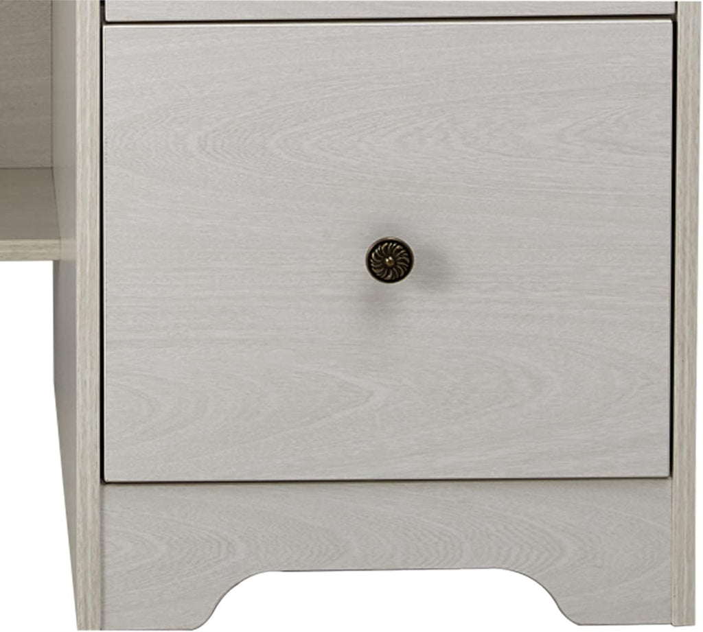 Oak White Computer Desk with 4 Drawers and Hutch Shelf Y5990