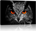 Black White Owl with Red Eyes Canvas Painting Framed Artwork X7206
