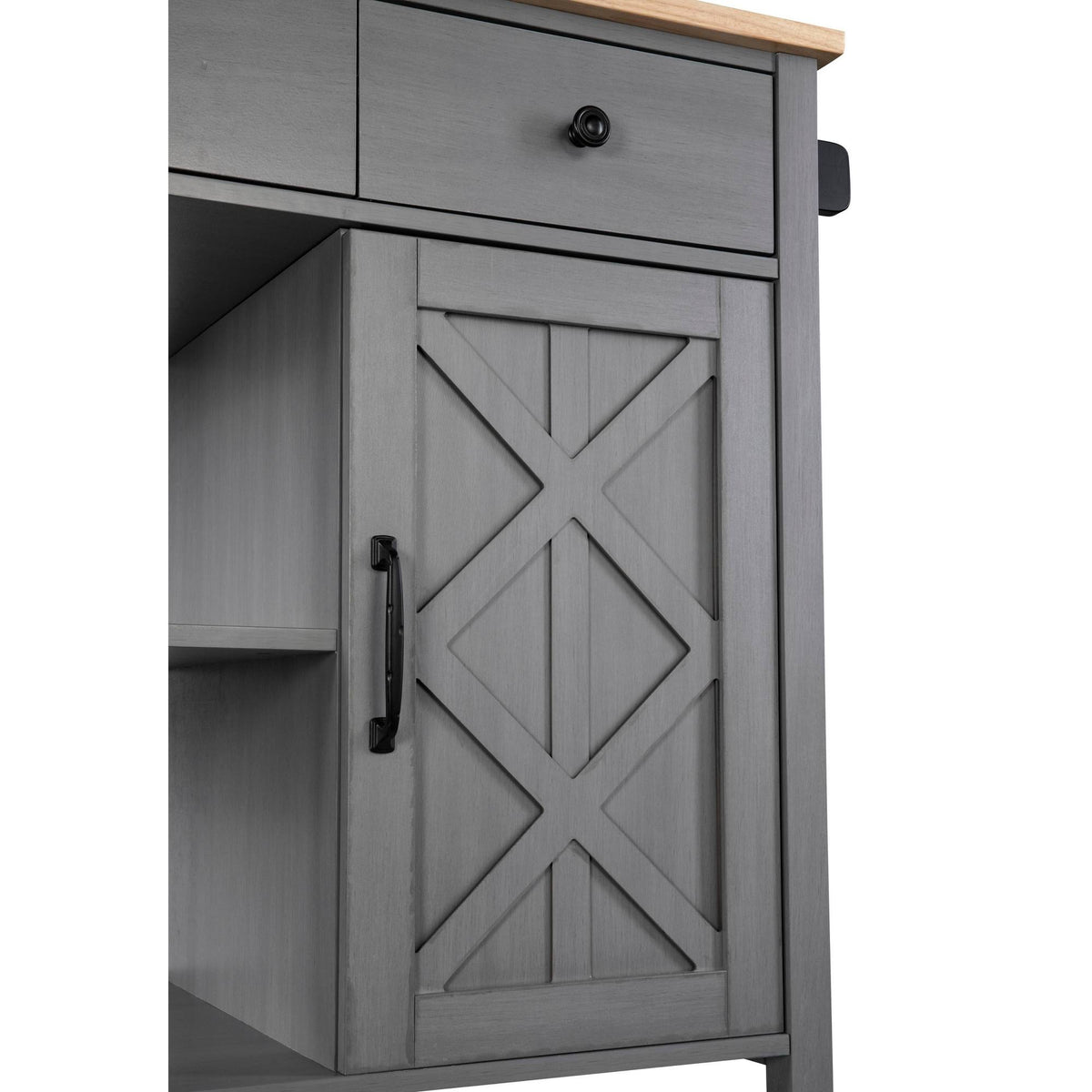 Gray Kitchen Cart with Wood Top A98046
