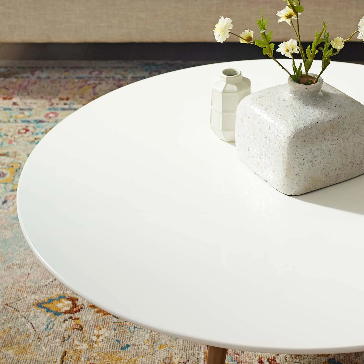 Round Wood Metal Coffee Table K4002