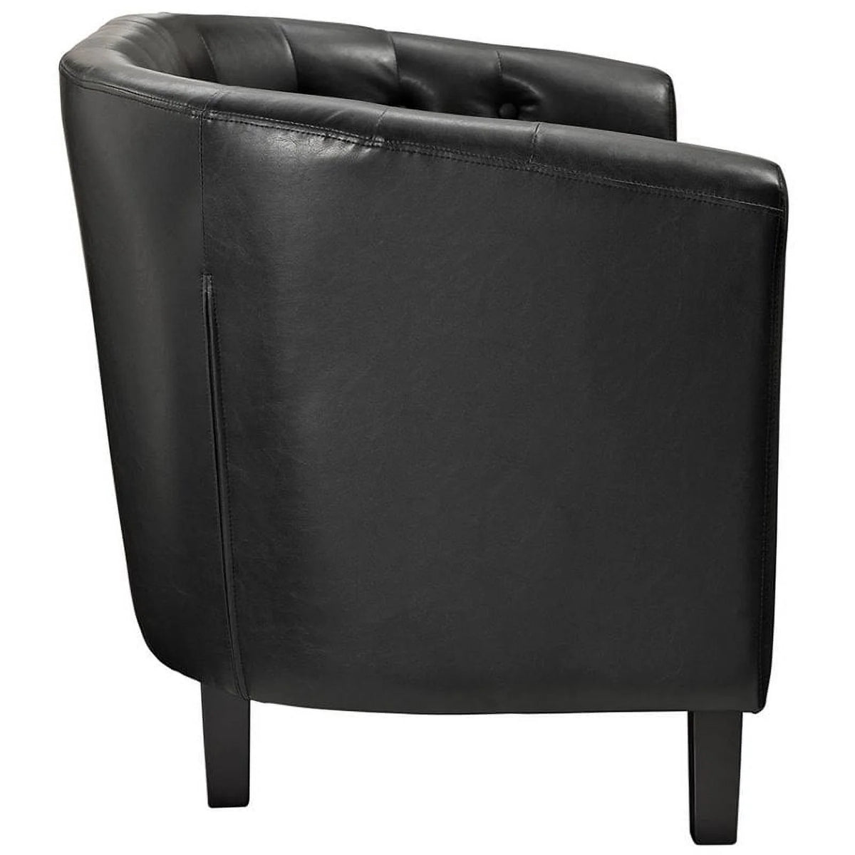 Black Faux Leather Tufted Loveseat C3557