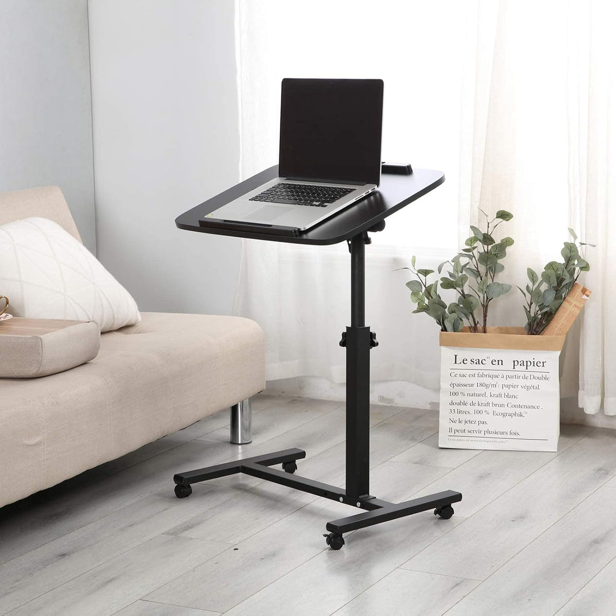 Adjustable Overbed Bedside Table with Wheels H13259