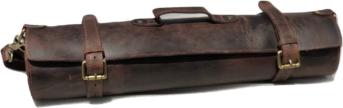 Black Buffalo Leather Knife Roll Set K181
