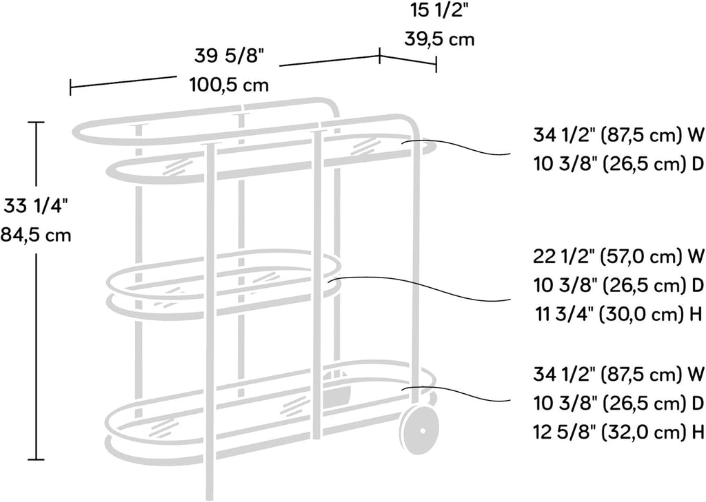 Satin Gold Bar Cart T837