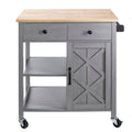 Gray Kitchen Cart with Wood Top A98046