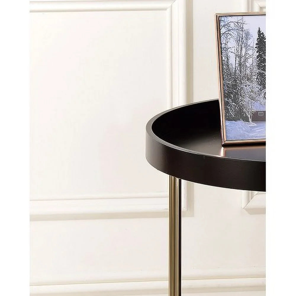 Espresso Mid-Century Side Table with Copper Legs K4082