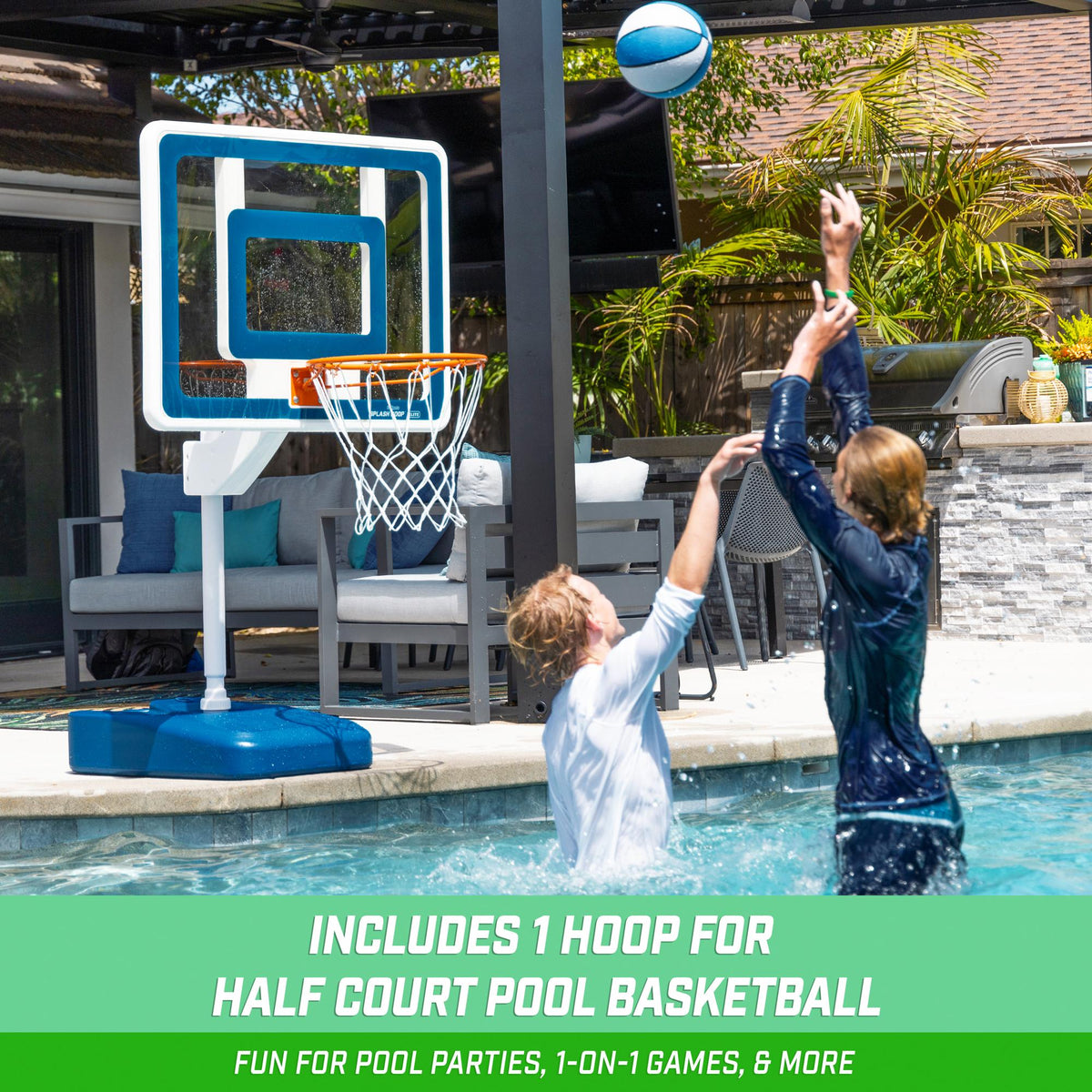 2-in-1 Pool Basketball & Volleyball Game Set T25699