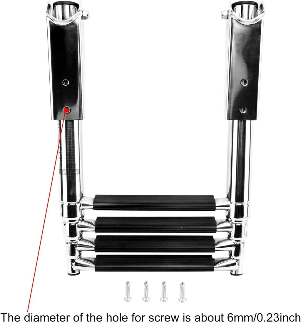 4 Step 316 Stainless Steel Telescoping Ladder with Retaining Strap Pack of 2 G5903