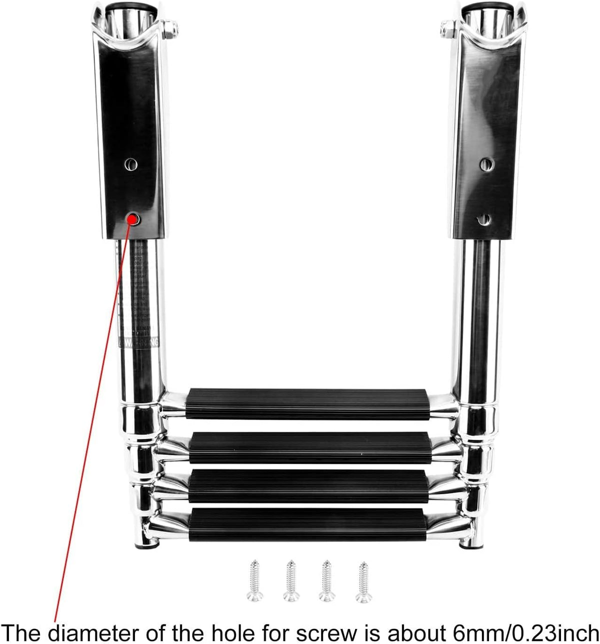 4 Step 316 Stainless Steel Telescoping Ladder with Retaining Strap Pack of 2 G5903