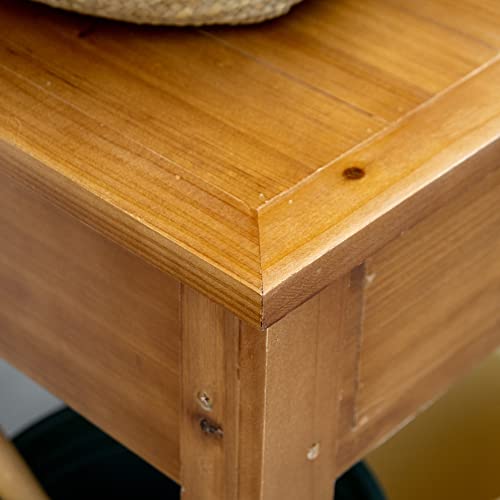 Brown Wooden Potting Bench Table with Shelves and Drawer E3282