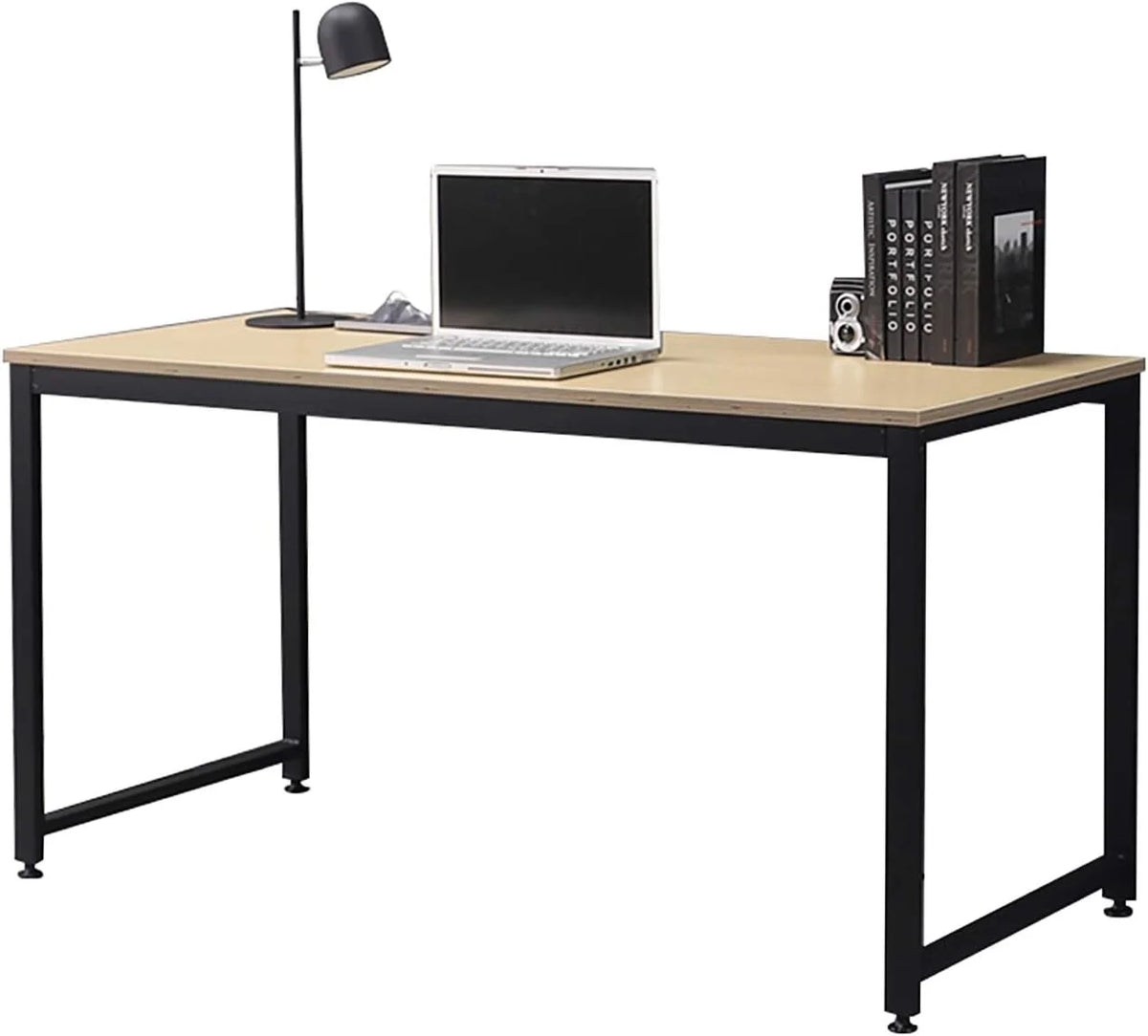 Oak Black Computer Writing Desk with Metal Frame I6587