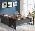 63 inches L-Shaped Computer Desk with File Cabinet and Drawers V3724
