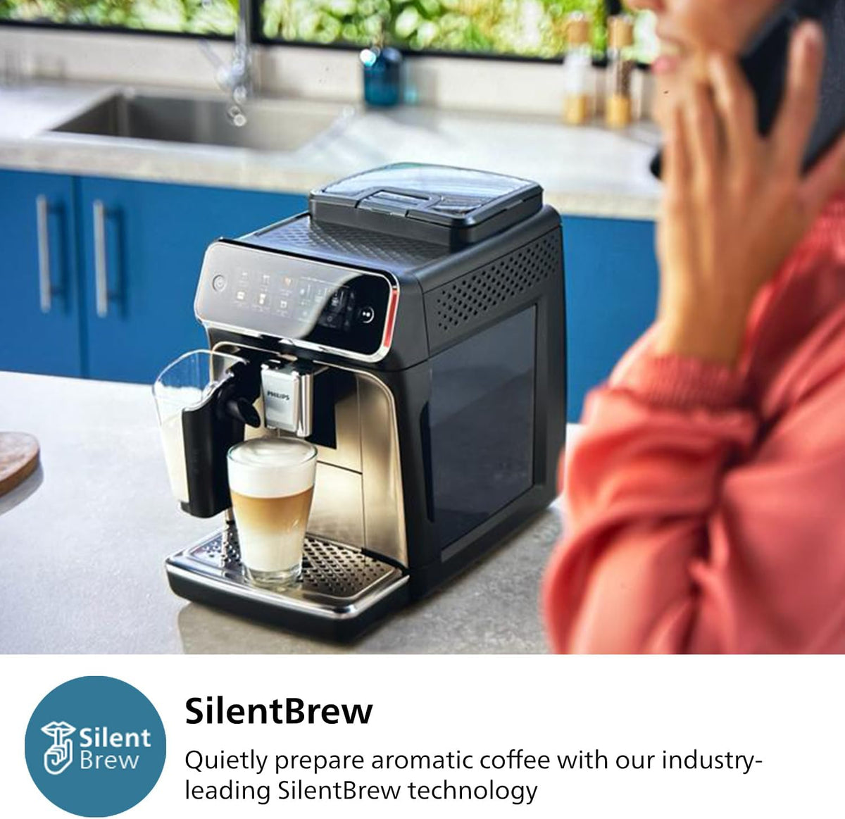 Fully Automatic Espresso Machine with Touch Display, Milk Frother, Ceramic Grinder, AquaClean Filter, Black Chrome H9471