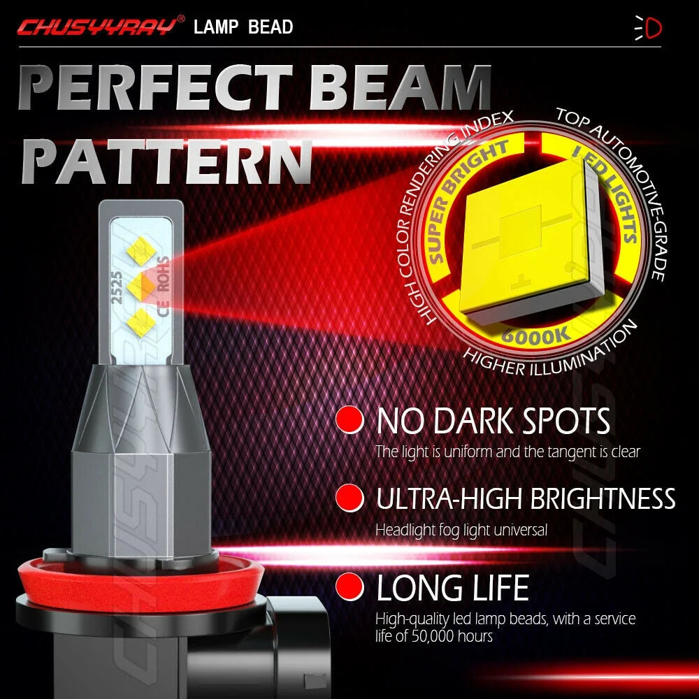 6x LED Headlights Hi/Low Beam Fog Light Bulbs 6000K V9769