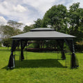 Gray Outdoor Patio Gazebo Canopy Tent with Mosquito Net Z464