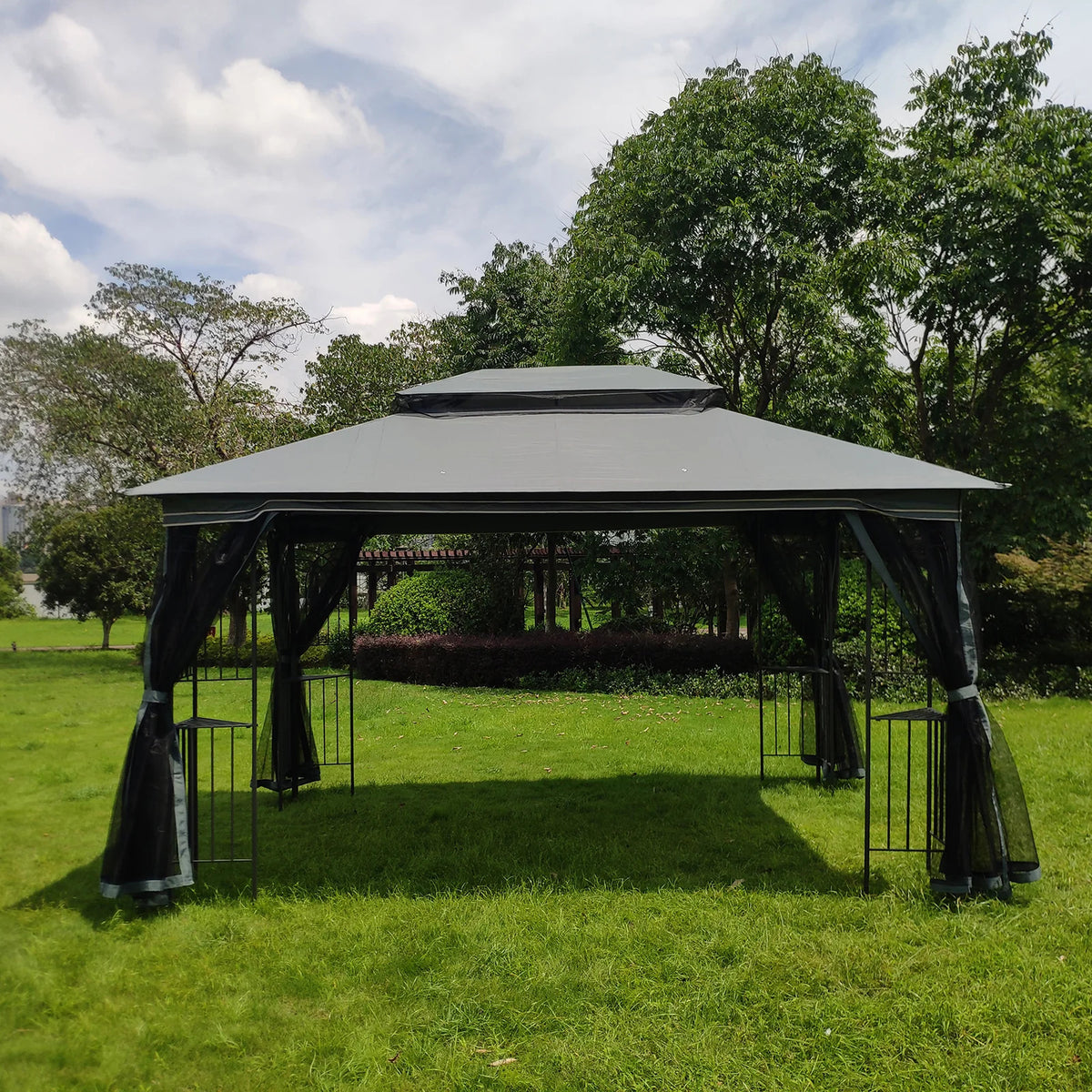 Gray Outdoor Patio Gazebo Canopy Tent with Mosquito Net Z464