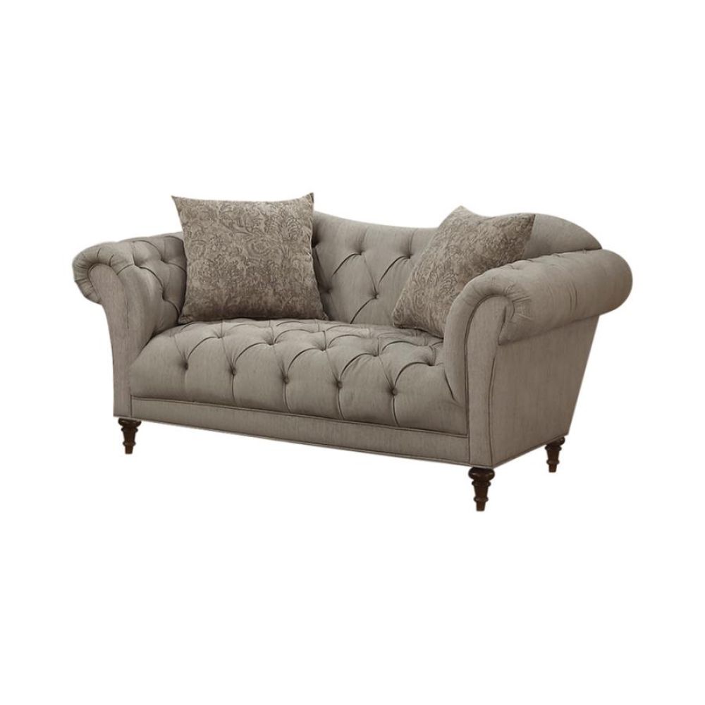 Tufted Upholstered Loveseat Light Brown Q982