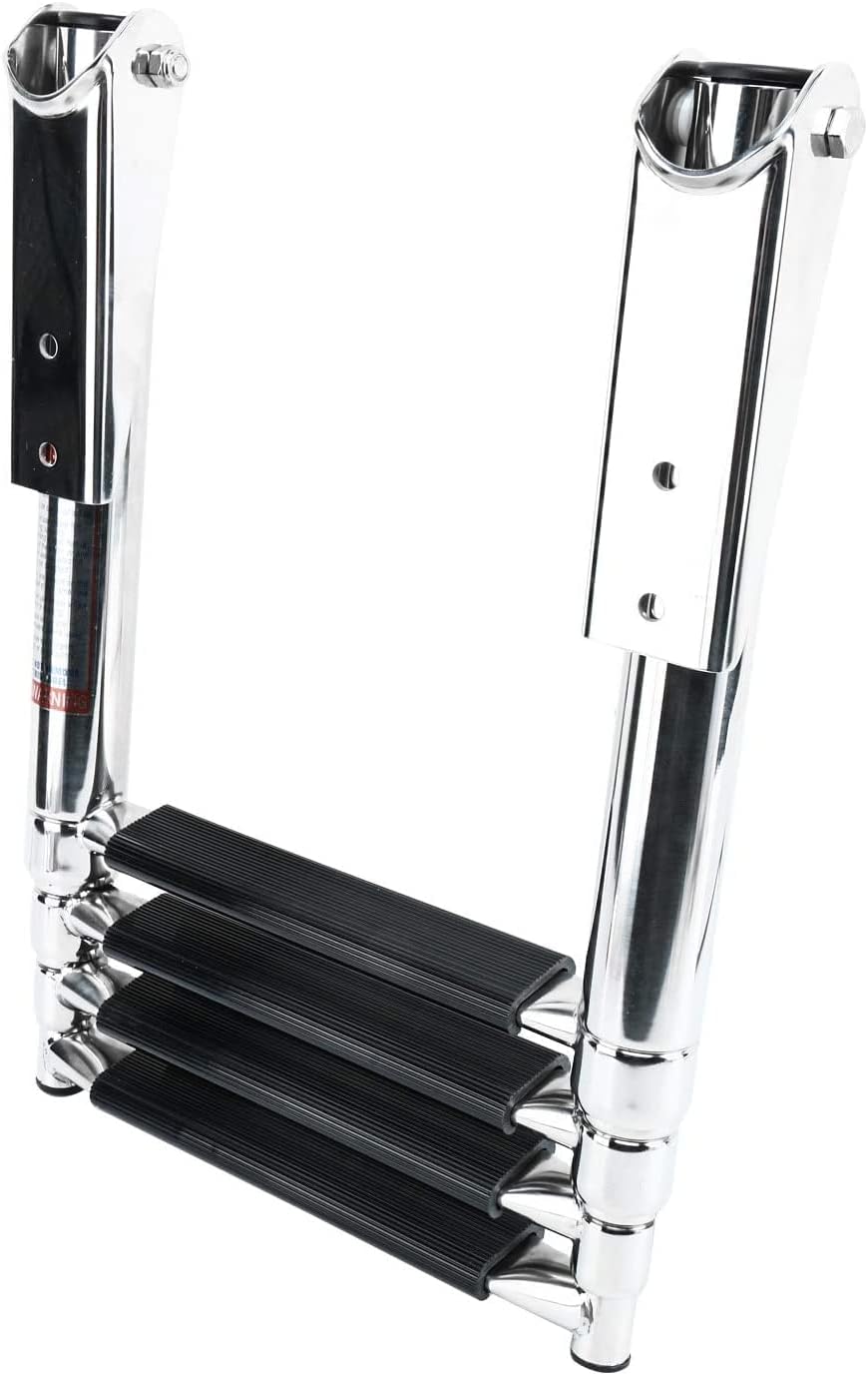 4 Step 316 Stainless Steel Telescoping Ladder with Retaining Strap Pack of 2 G5903