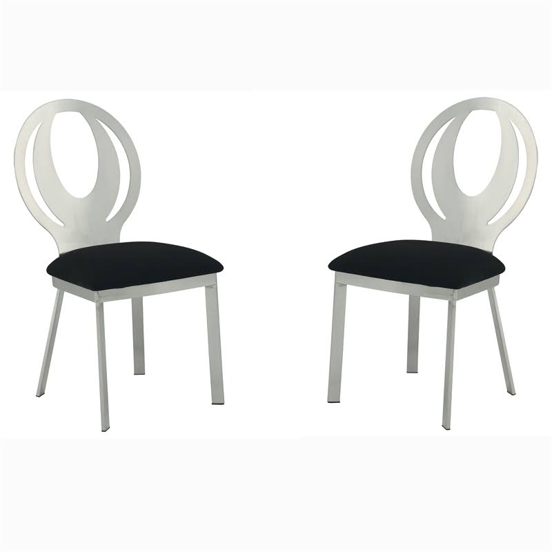 Metal Dining Chair in Silver (Set of 2) N158
