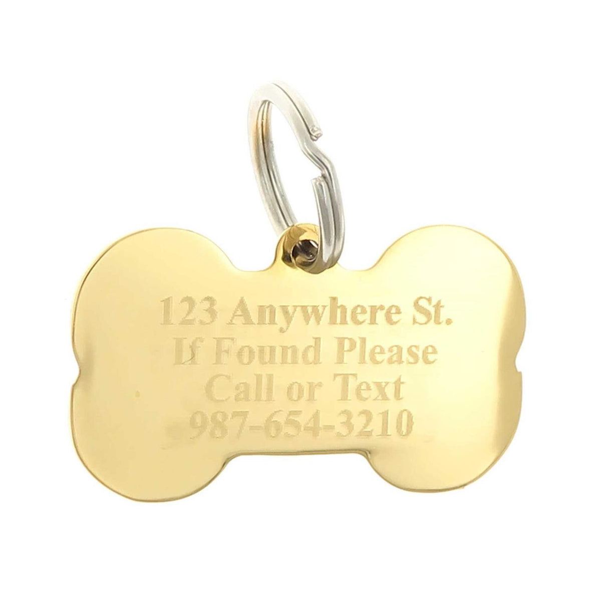 Gold-Plated Bone Shape Dog Pet ID Tag L8240