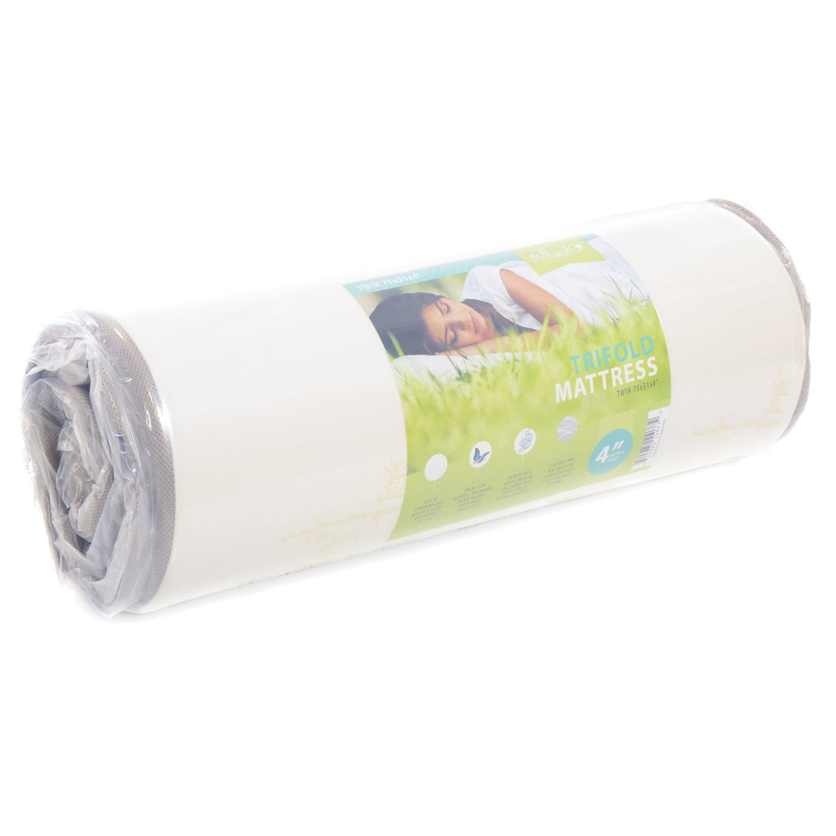 Tri Folding Mattress with Ultra Soft Removable Cover and Non-Slip Bottom Z33285