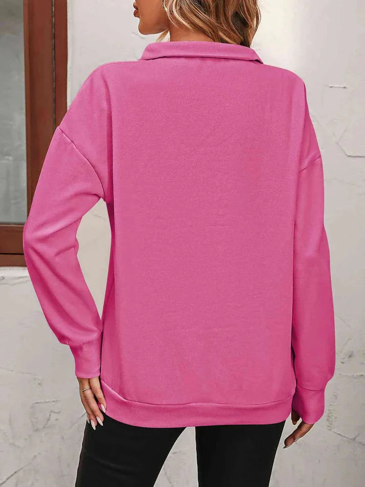 Womens Zip-Up Dropped Shoulder Sweatshirt Q9956