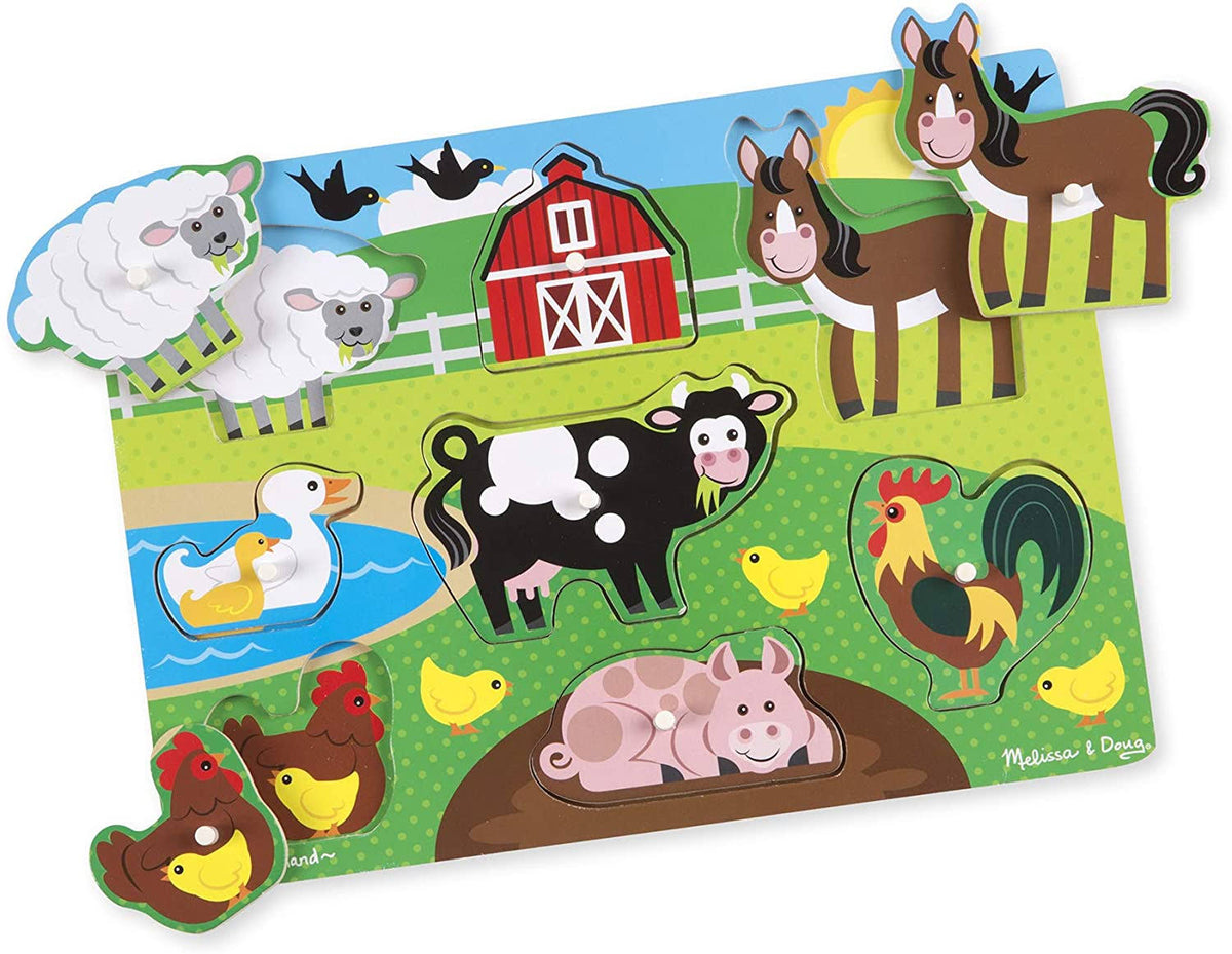Wooden Peg Puzzle Farm Animals S844