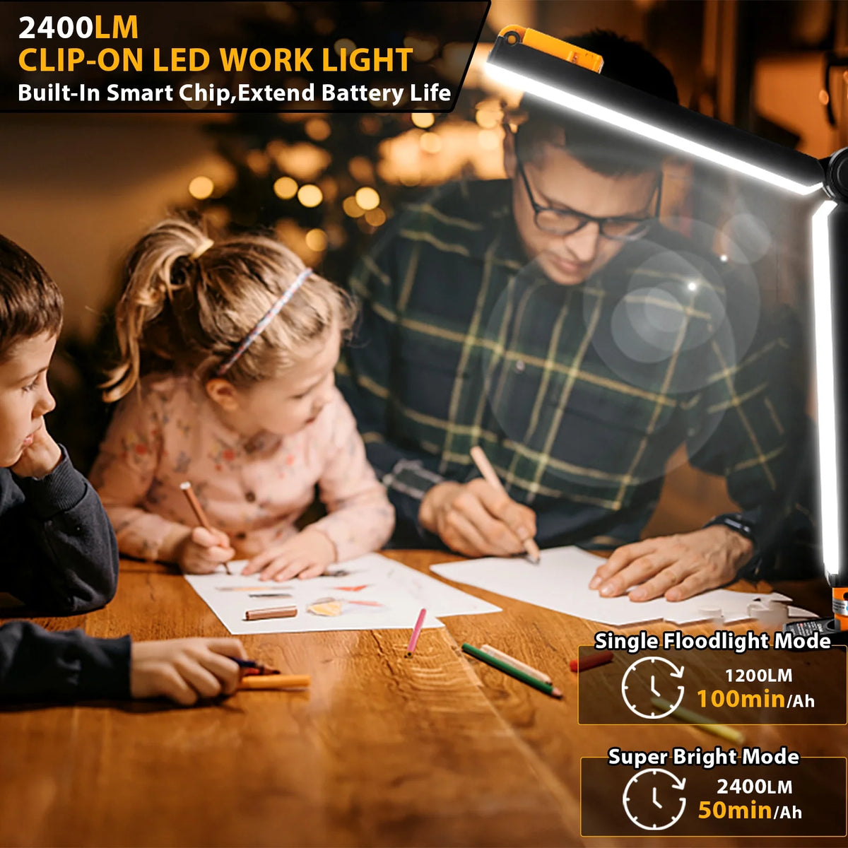 30W 2400LM LED Clip Work Light for DEWALT 18V/20V Li-ion Battery N369