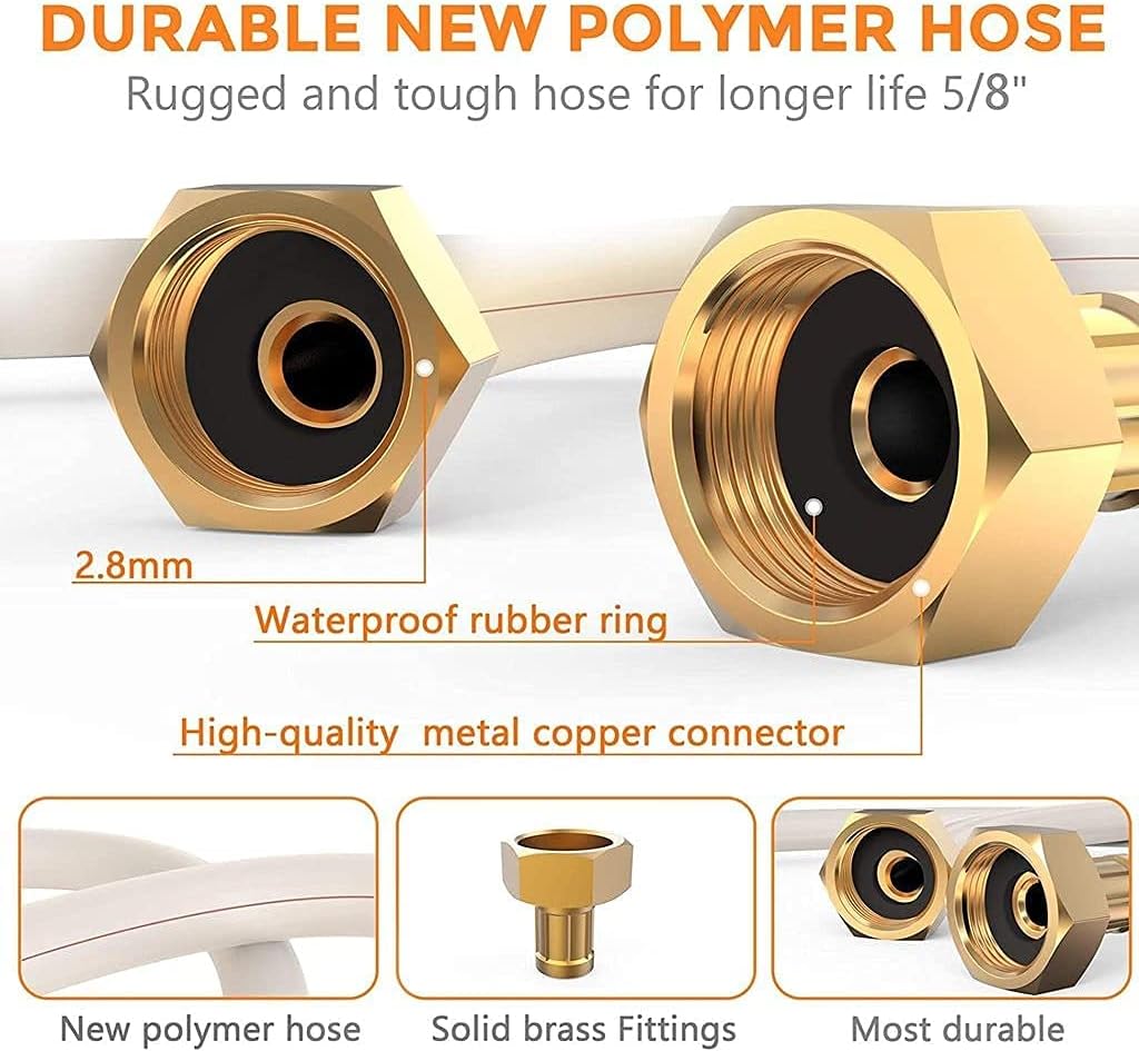 Wall Mount Retractable Garden Hose Reel, 82 FT 5/8 Inch, 8 Patterns Nozzles, Brass Connector T3931