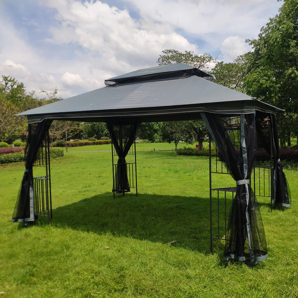 Gray Outdoor Patio Gazebo Canopy Tent with Mosquito Net Z464