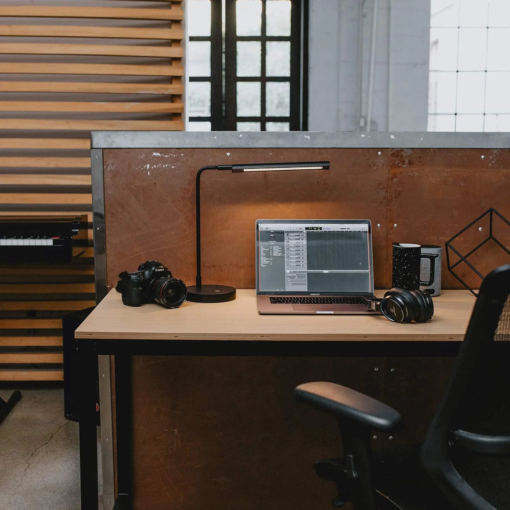 Oak Black Computer Writing Desk with Metal Frame I6587