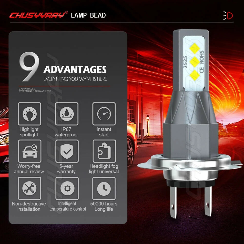 6x LED Headlights Hi/Low Beam Fog Light Bulbs 6000K V9769