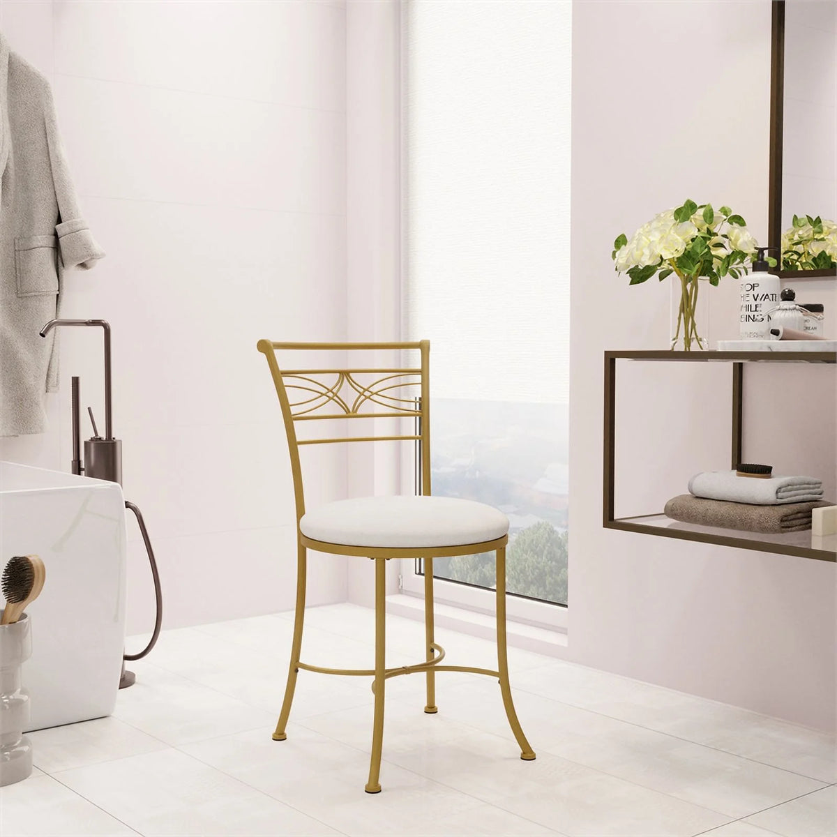 Gold Metal Vanity Stool E431033