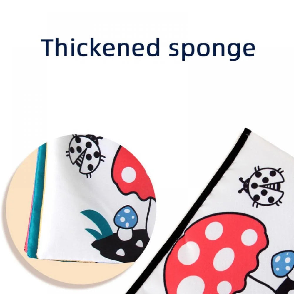 Tummy Time Floor Mirror with Crinkle Cloth Book and Teethers, High Contrast Black and White Baby Toys, Montessori Sensory Crawling Toy X5220