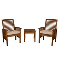 3PC Acacia Wood Patio Chairs and Side Table Espresso Brown G146