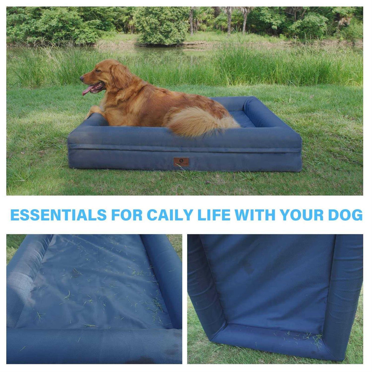 Waterproof Washable Dog Bed with Removable Cover and Bolster U6744